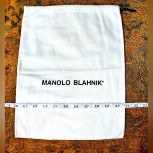 Manolo Blahnik White Dust Bag Drawstring Shoes High Heel Handbag Storage Gift